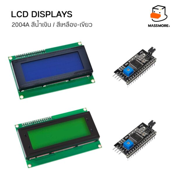 หน้าจอ LCD Display 1602A 20004A IIC,I2c หน้าจอผลึกเหลว ขนาด 16x2 และ 20x4 จอแอลซีดี สีน้ำเงิน / สีเหลือง-เขียว - Image 6