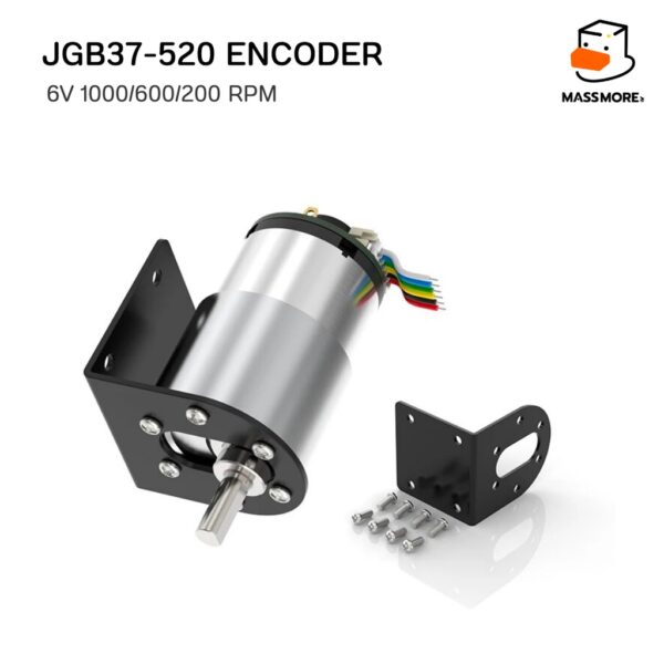 JGB37-520 มอเตอร์ มีตัวเข้ารหัส Encoder 6V 1000RPM 600RPM  200RPM  พร้อมตัวยึดแกนมอเตอร์ - Image 4