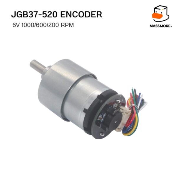 JGB37-520 มอเตอร์ มีตัวเข้ารหัส Encoder 6V 1000RPM 600RPM  200RPM  พร้อมตัวยึดแกนมอเตอร์ - Image 5