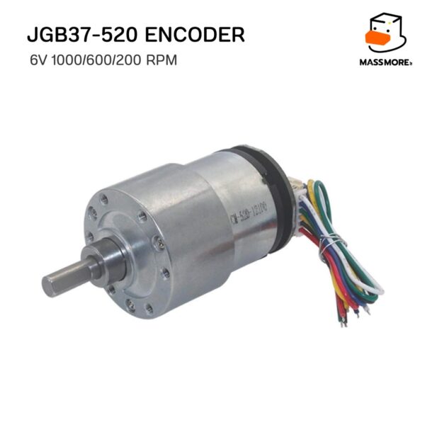 JGB37-520 มอเตอร์ มีตัวเข้ารหัส Encoder 6V 1000RPM 600RPM  200RPM  พร้อมตัวยึดแกนมอเตอร์ - Image 6