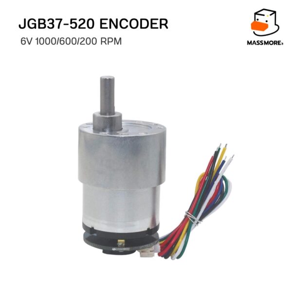 JGB37-520 มอเตอร์ มีตัวเข้ารหัส Encoder 6V 1000RPM 600RPM  200RPM  พร้อมตัวยึดแกนมอเตอร์ - Image 7