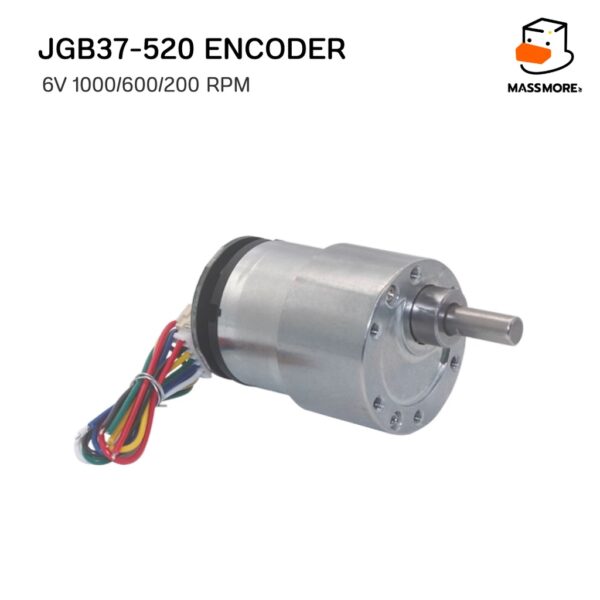 JGB37-520 มอเตอร์ มีตัวเข้ารหัส Encoder 6V 1000RPM 600RPM  200RPM  พร้อมตัวยึดแกนมอเตอร์ - Image 8