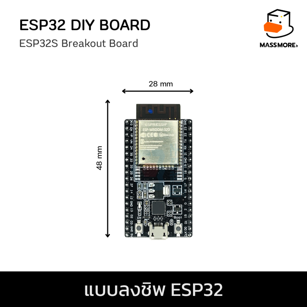 บอร์ดแบบลงชิพ ESP32