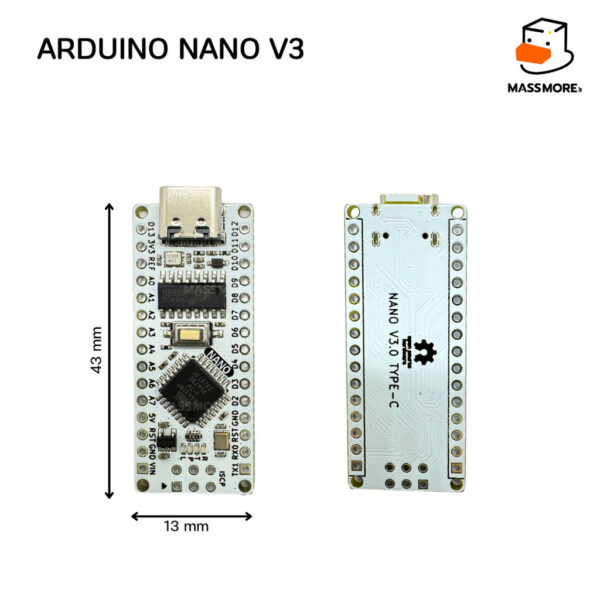 บอร์ด Arduino Nano V3 พอร์ต TypeC atmega328p CH340G สีขาว หรือ สีชมพู 328P Nano V3.0 - Image 2