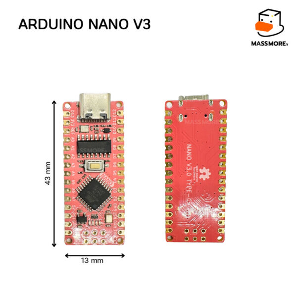 บอร์ด Arduino Nano V3 พอร์ต TypeC atmega328p CH340G สีขาว หรือ สีชมพู 328P Nano V3.0 - Image 3