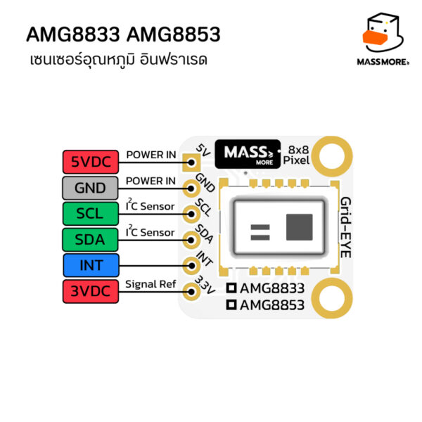 เซ็นเซอร์อุณหภูมิ อินฟราเรด AMG8833 AMG8853 8x8 Pixel Infrared Thermal Camera Breakout Massmore - Image 2