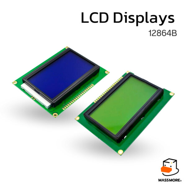 12864B LCD Display หน้าจอผลึกเหลว ขนาด 128x64 จอแอลซีดี สีน้ำเงิน / สีเหลือง-เขียว