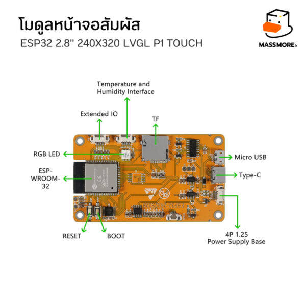 ESP32-2432S028 หน้าจอสัมผัส ESP32 2.8 นิ้ว LCD ILI9341 ESP32 320x240 Touch XPT2046 รองรับ LVGL Arduino - Image 2