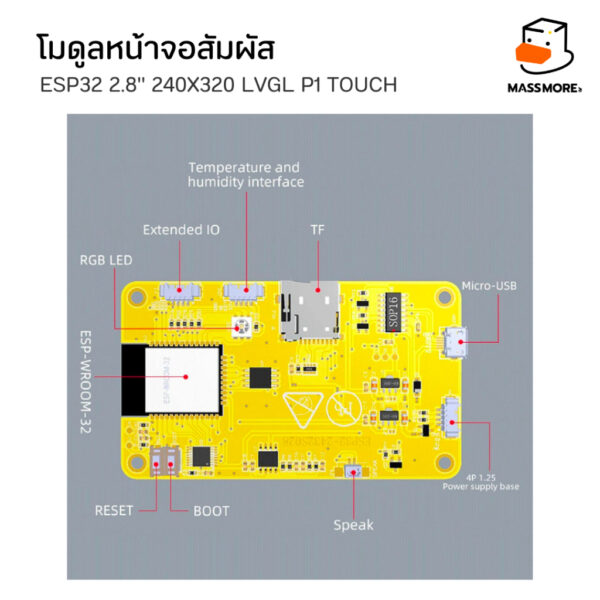 ESP32-2432S028 หน้าจอสัมผัส ESP32 2.8 นิ้ว LCD ILI9341 ESP32 320x240 Touch XPT2046 รองรับ LVGL Arduino - Image 5